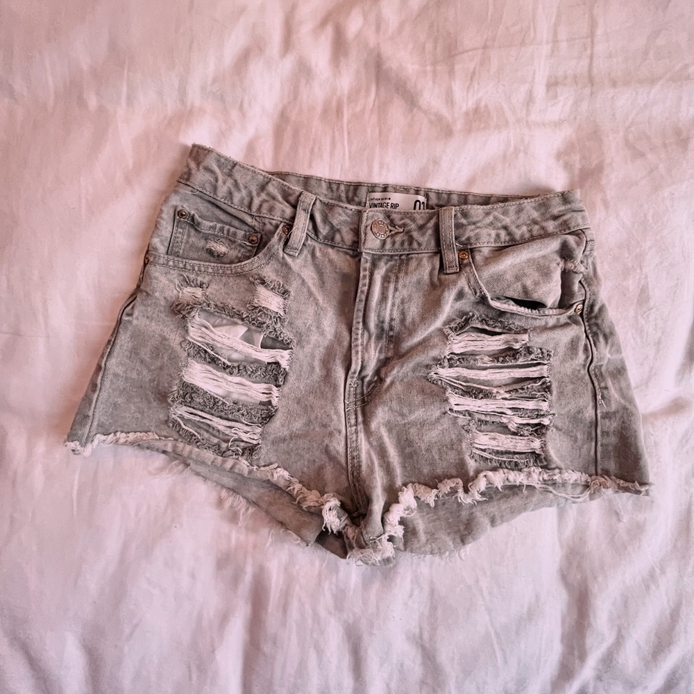 GARAGE RIPPED DENIM BOOTY SHORTS